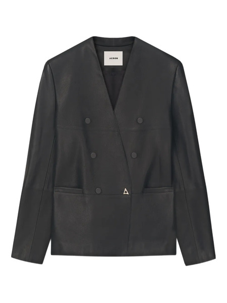  Aeron Lilith Double-breasted Leather Jacket - Black 
