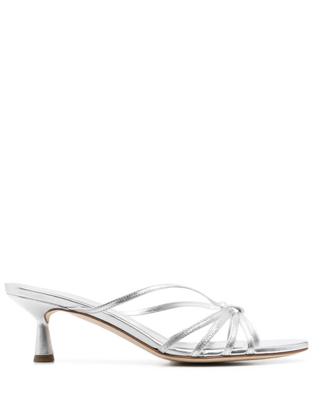  Aeyde Abby Leather Heeled Sandals - Silver 