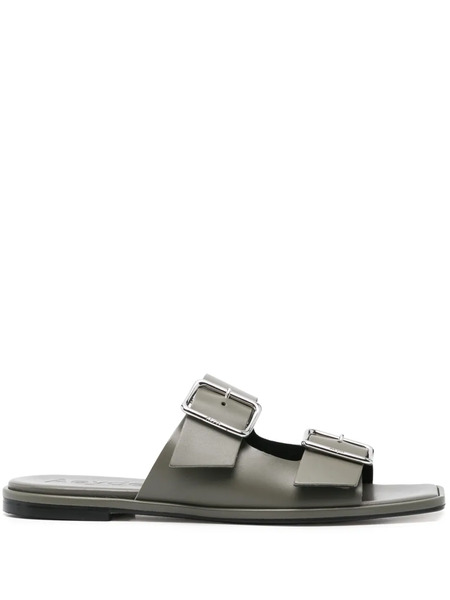  Aeyde Leather Flat Sandals - Grey 