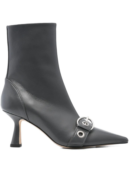  Aeyde 75mm Buckle-detail Pointed-toe Boots - Grey 