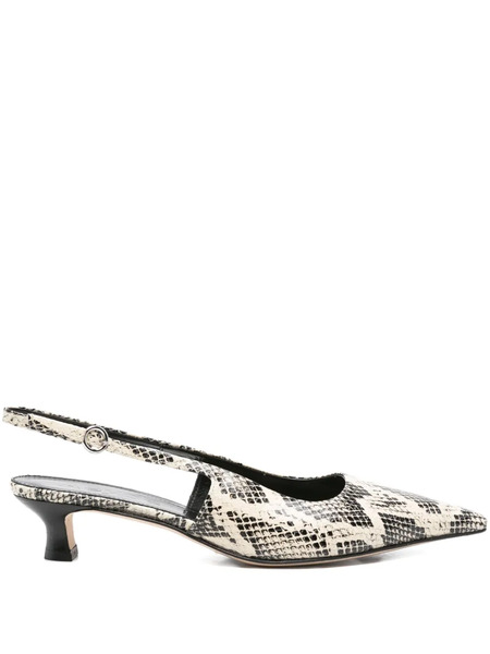  Aeyde 40mm Snakeskin Slingback Pumps - Neutrals 