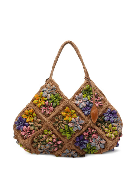  Afar Raffia Floral-embroidery Tote Bag - Neutrals 