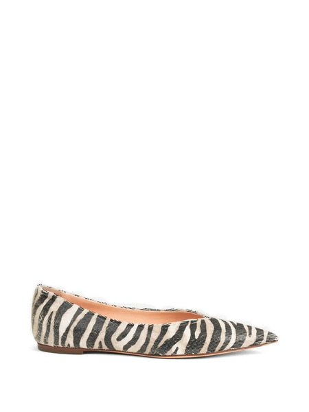  Agl Zebra Pattern Point-toe Flats - Black 
