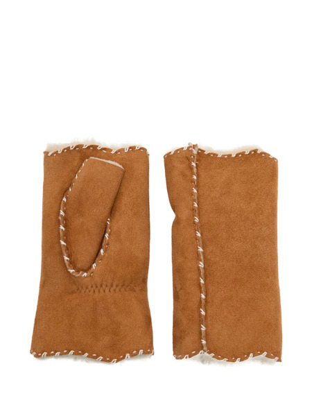  Agnelle Alix Open-finger Shearling Gloves - Brown 