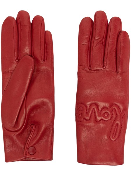  Agnelle Decorative-stitching Leather Gloves - Red 