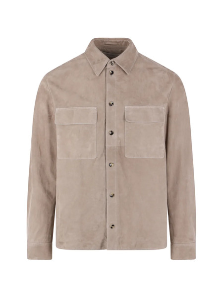  Agnona Patch-pockets Shirt Leather Jacket - Neutrals 