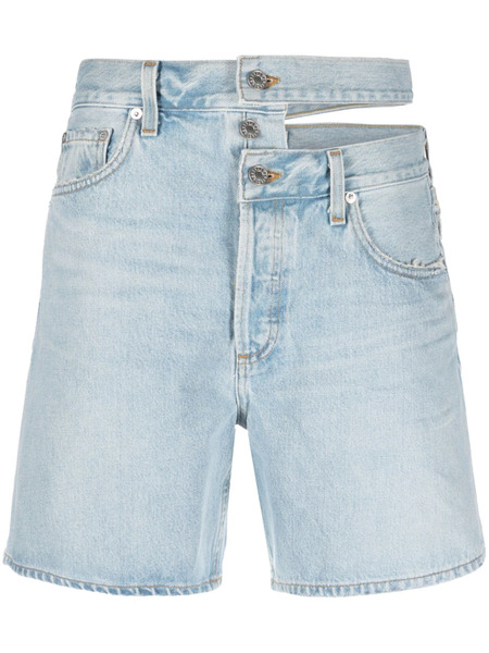 Agolde Asymmetric Denim Shorts - Blue 