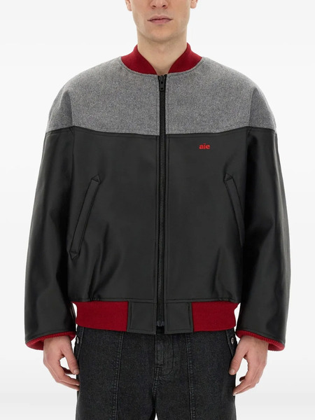  Aie Colour-block Bomber Jacket - Black 