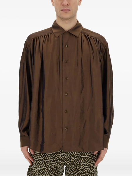  Aie Gathered Buttoned Shirt - Brown 