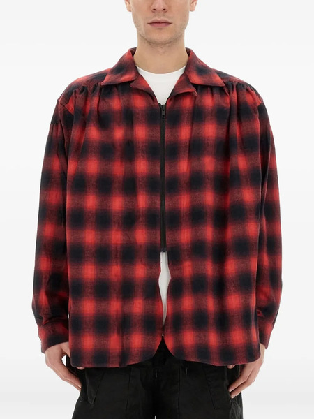  Aie Plaid-check Zip-up Shirt - Red 