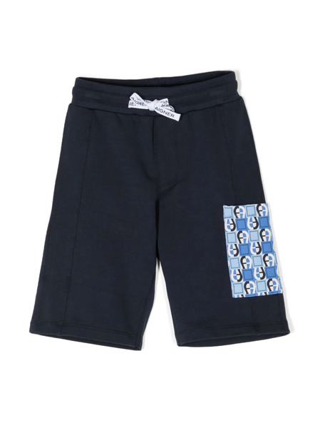  Aigner Kids Logo-patch Drawstring Shorts - Blue 
