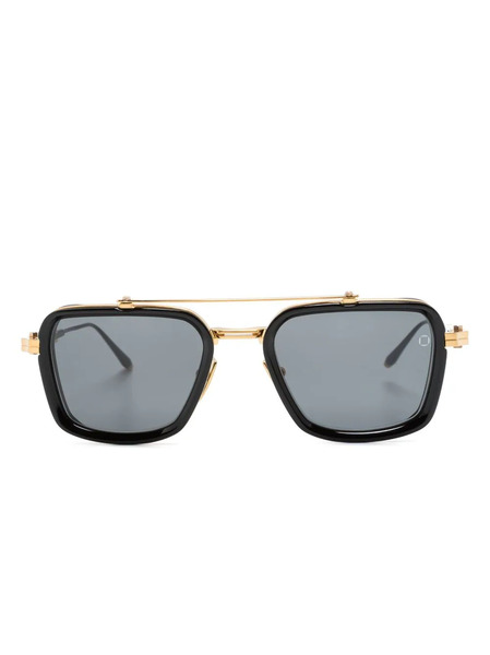  Akoni Rectangle-frame Tinted Sunglasses - Gold 