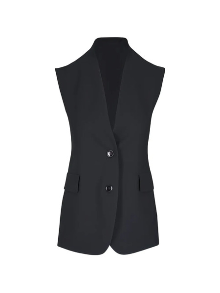  Akris Button Sleeveless Jacket - Black 