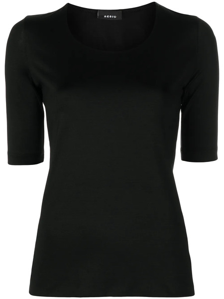  Akris Fitted Short-sleeve Knit Top - Black 