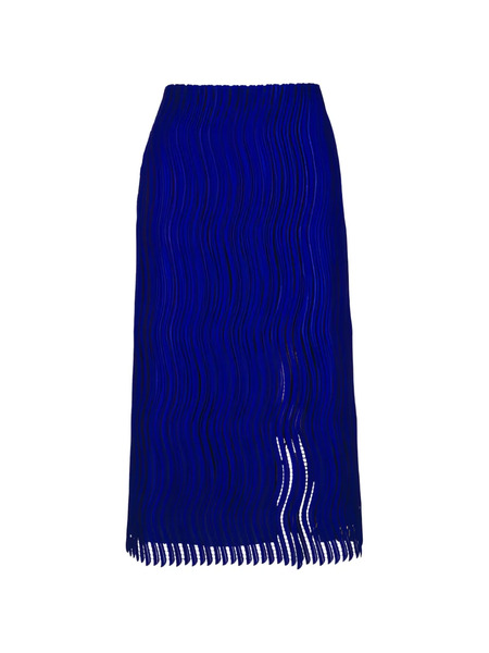  Akris Fringed Midi Skirt - Blue 