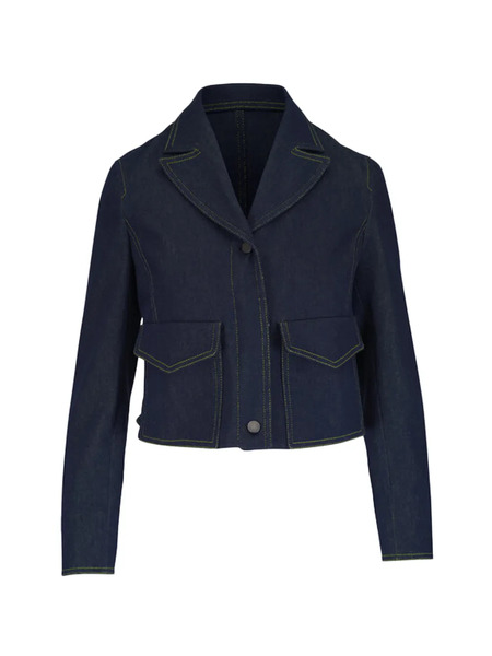  Akris Punto Button-front Cropped Denim Jacket - Blue 