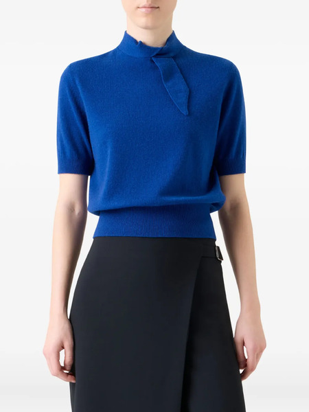  Akris Tie-neck Short-sleeve Knitwear - Blue 
