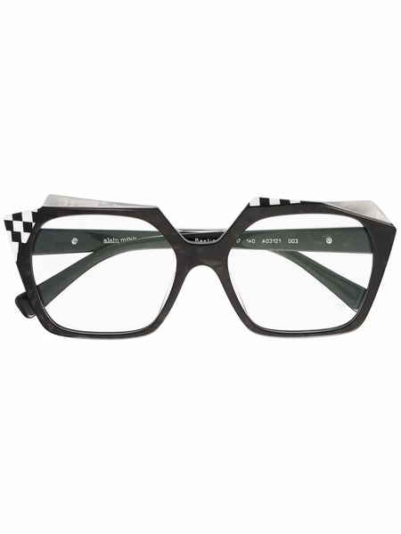  Alain Mikli Check-detail Angular Square Glasses - Black 