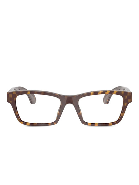  Alain Mikli Checkerboard-pattern Square Glasses - Brown 