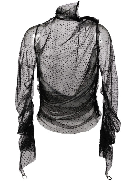  Alainpaul Point-d'esprit Tulle Top - Black 