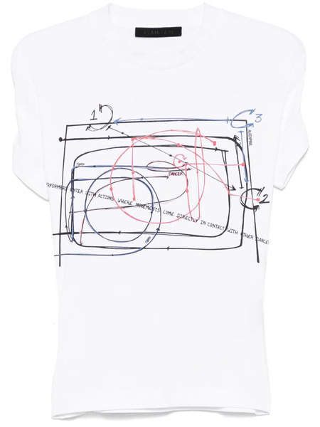  Alainpaul Printed Elasticated-straps T-shirt - White 