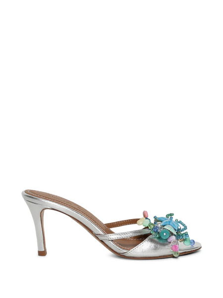  Alameda Turquesa Beaded-embellishment Mules - Silver 