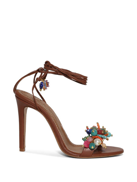  Alameda Turquesa Oceanide Hearls Beaded-tie Sandals - Brown 