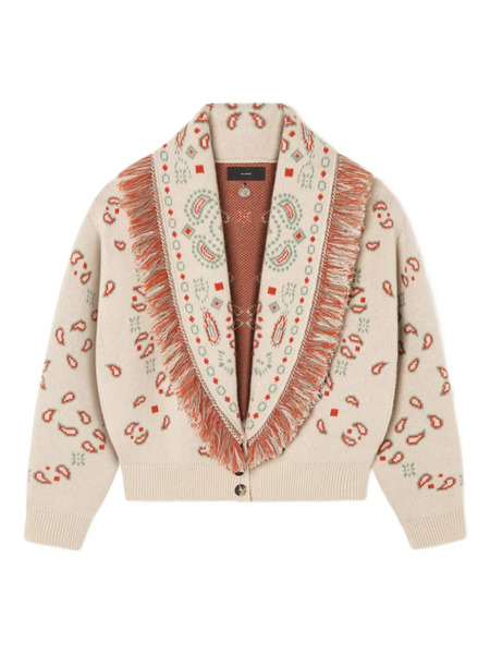  Alanui Bandana Jacquard Fringed Cardigan - Neutrals 