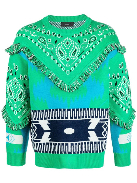  Alanui Bandana-print Frayed Jumper - Green 