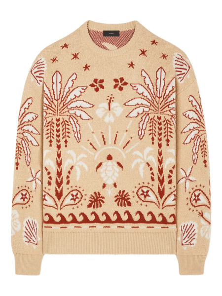  Alanui Echoes Of The Island Palm-tree Sweater - Neutrals 