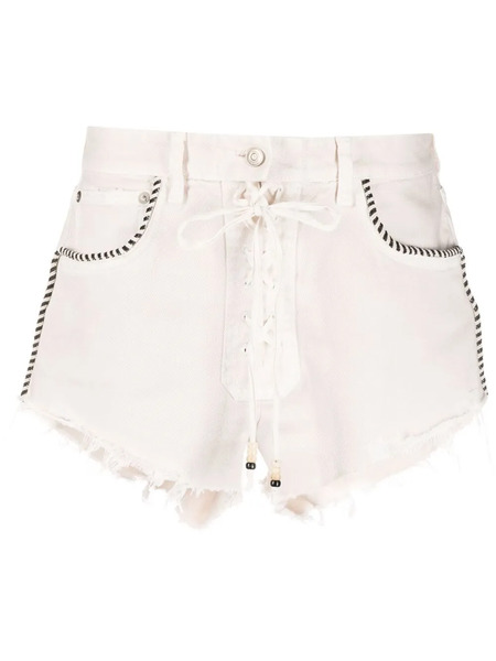  Alanui Fringed Denim Shorts - Neutrals 