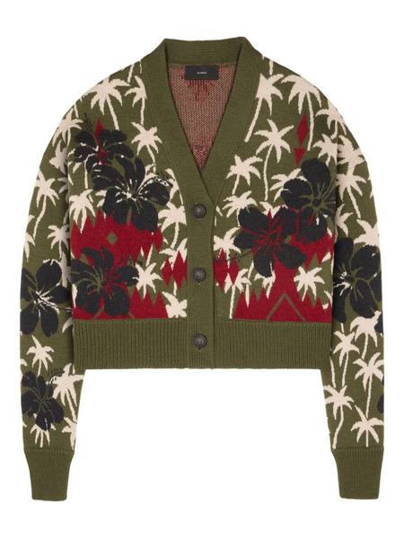  Alanui Hibiscus Bloom Cardigan - Green 