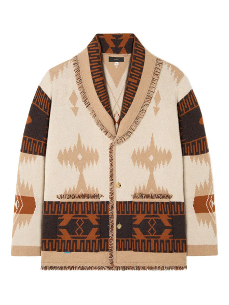  Alanui Icon Jacquard Fringed Cardigan - Neutrals 