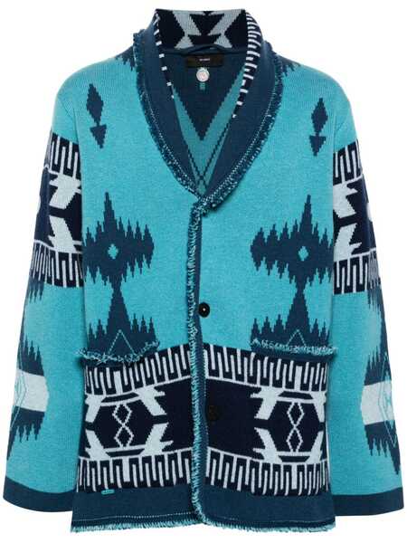  Alanui Icon Pattern-jacquard Cardigan - Blue 