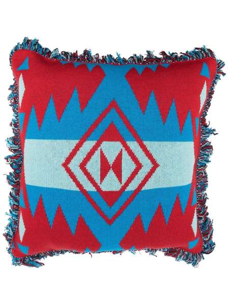  Alanui Intarsia-knit Fringed-edge Pillow - Red 