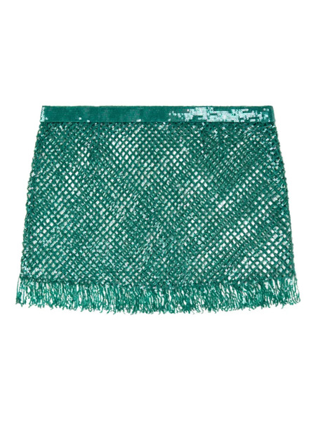 Alanui Nothing But Light Fringed Mini Skirt - Green 