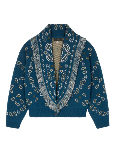  Alanui Paisley-jacquard Fringed Cardigan - Blue 