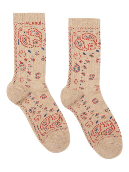  Alanui Paisley-print Socks - Neutrals 