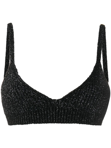  Alanui Ribbed Knit Cropped Top - Metallic 