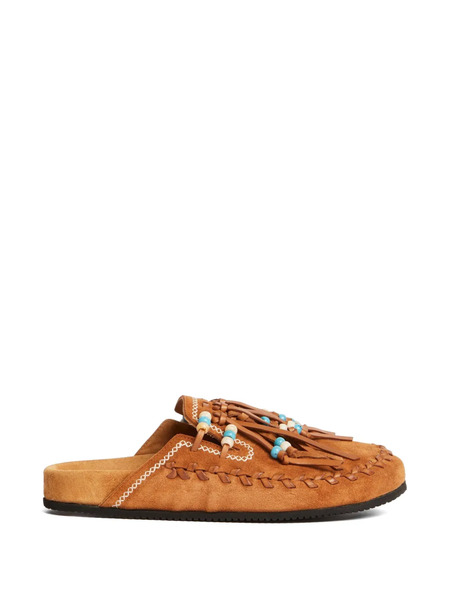  Alanui Round-toe Beaded Mules - Brown 