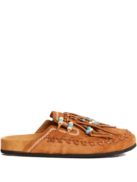  Alanui The Journey Beaded Flat Mules - Brown 