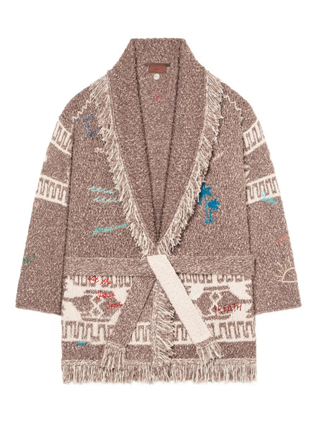  Alanui Written By The Ocean Fringed Patterned Cardi-coat - Brown 