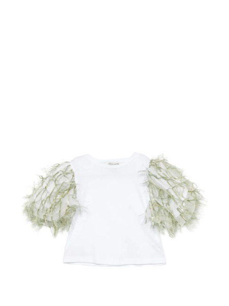  Alapage Fringed-sleeve T-shirt - White 