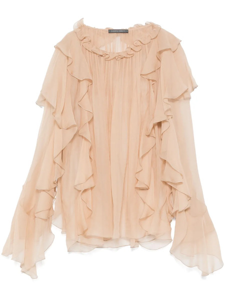  Alberta Ferretti Chiffon Blouse - Neutrals 