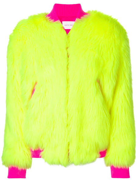  Alberta Ferretti Faux-fur Bomber Jacket - Yellow 