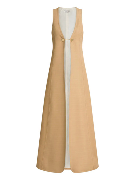  Alberta Ferretti Front Clasp Fastening Coat - Neutrals 