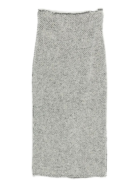  Alberta Ferretti Herringbone-pattern Wool Skirt - Grey 