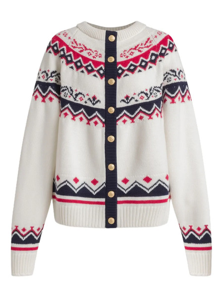  Alberta Ferretti Patterned Wool Cardigan - Neutrals 