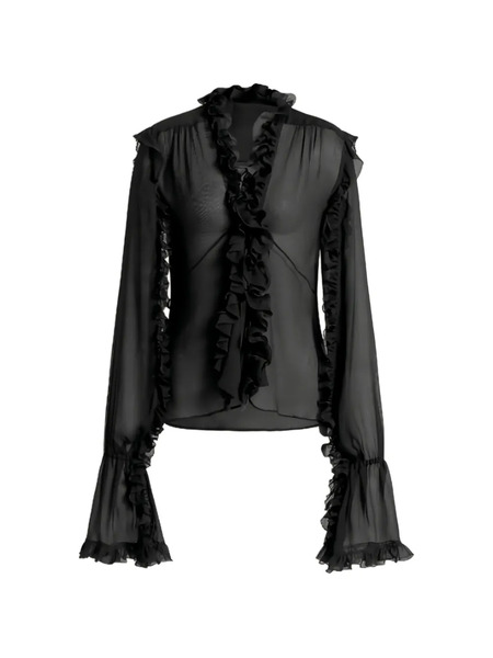  Alberta Ferretti Ruffled Blouse - Black 