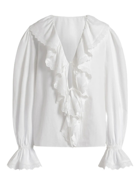  Alberta Ferretti Ruffled-collar Blouse - White 